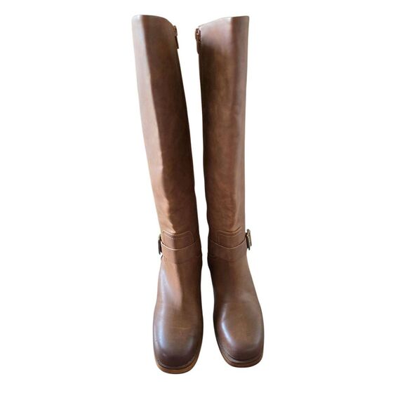 Kork Knee High Boots Size 8.5 in Rustic Brown Buckle Detail Block Heel NEW - Picture 4 of 7